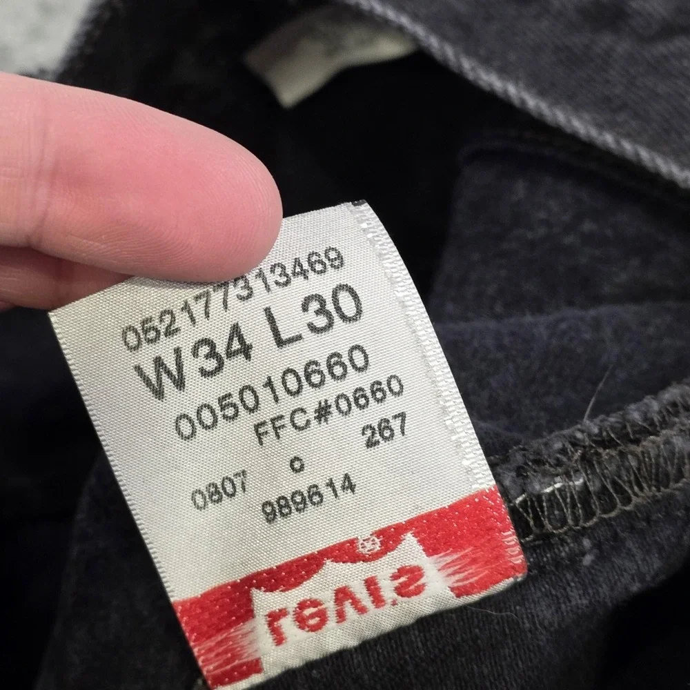 Levis 501 XX Jeans Mens 34x30 Black Button Fly Straight Leg Dark Denim Pants